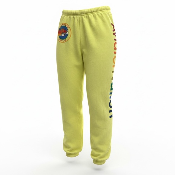 Aviator Nation Logo Sweatpants | Size Small | Lime Green | Made in USA - Picture 1 of 5